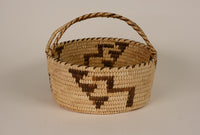 Papago Oval Basket with Handle and Cloud/Lightning Design