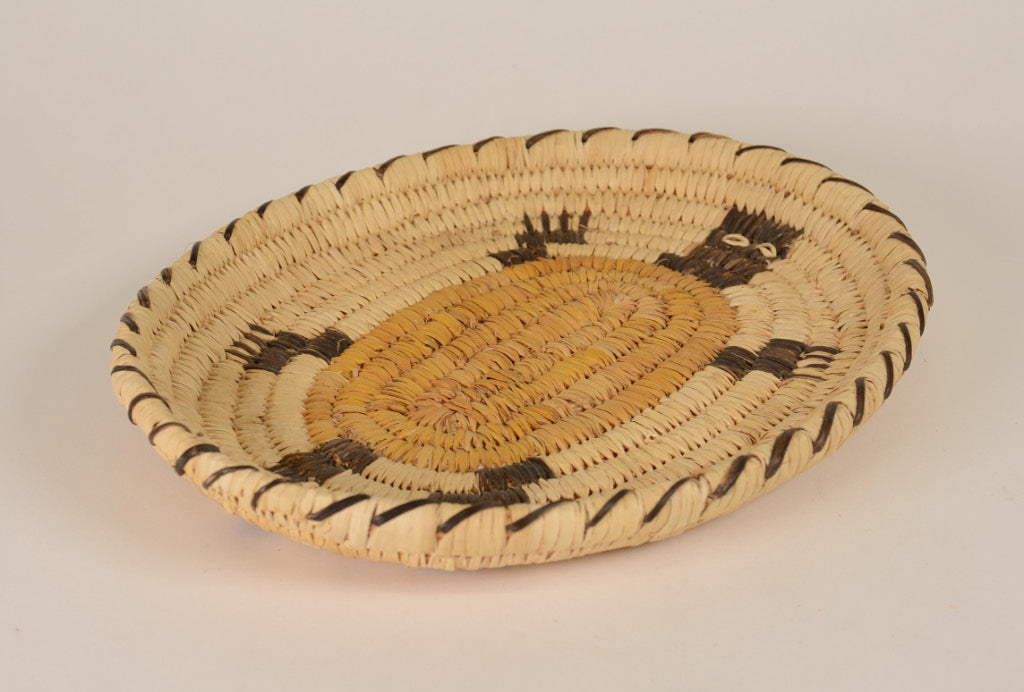 Papago Coiled Oval Basket with Turtle