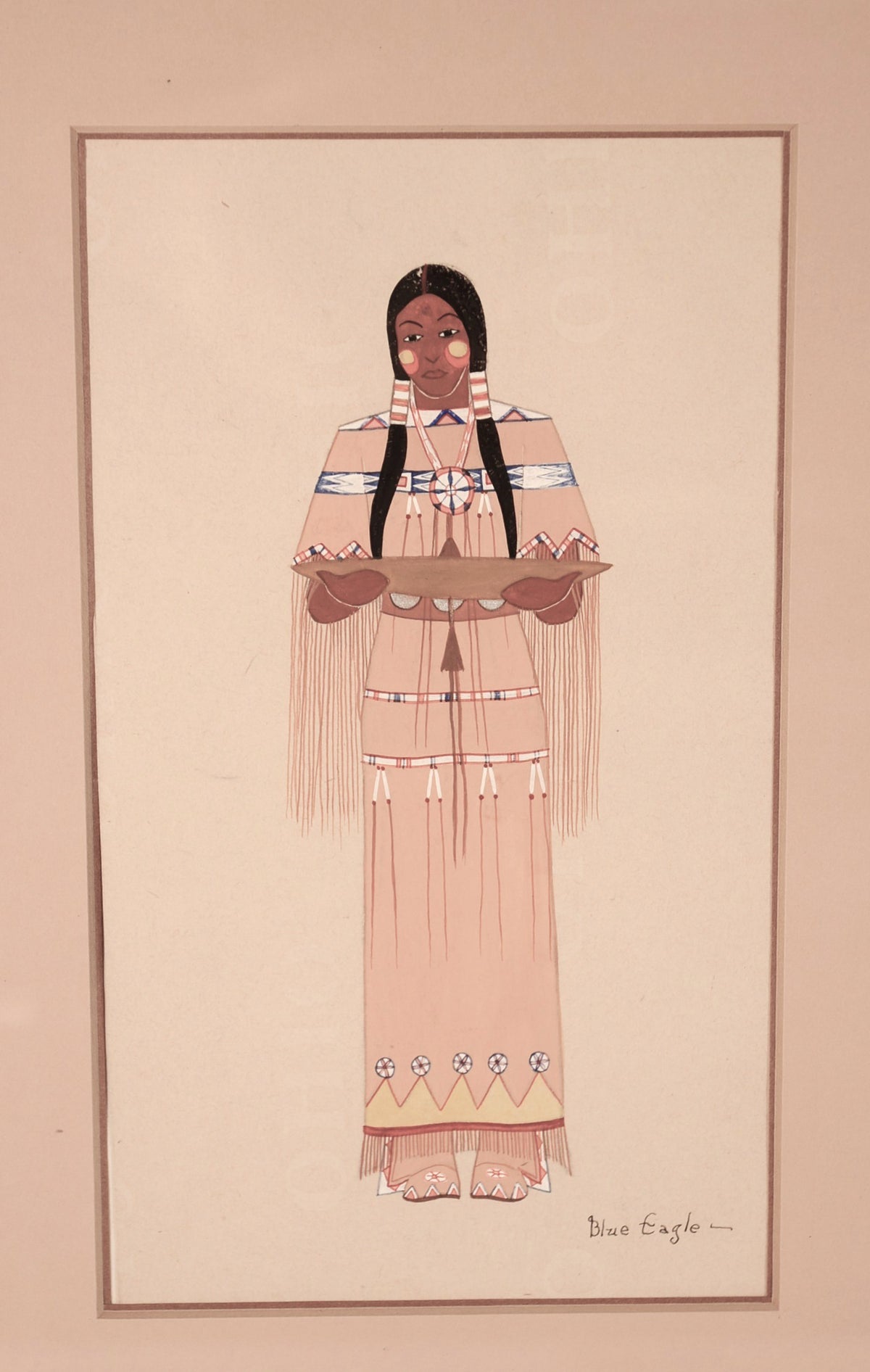 Kiowa Gouache Painting By Acee Blue Eagle