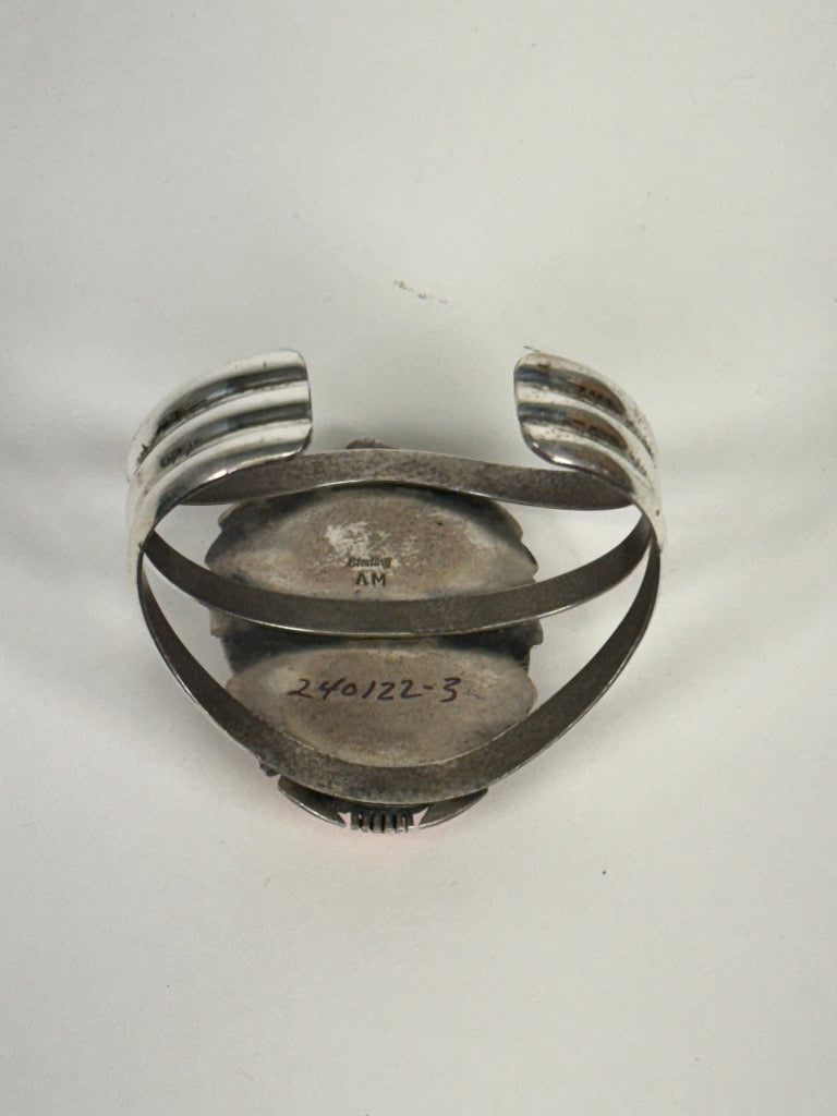 Navajo Sterling Silver Bracelet: Spiney Oyster shell by Alfred Martinez