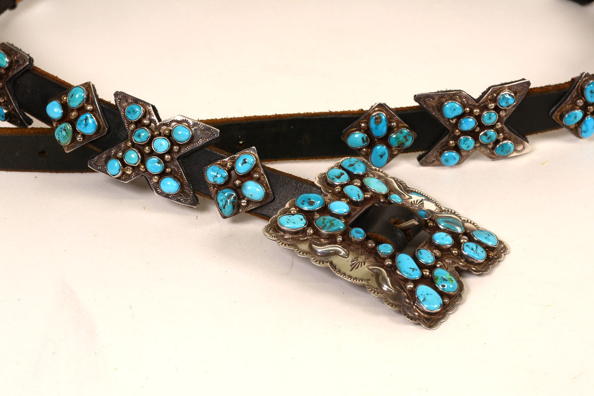Concho Belt Silver and Turquoise by Daniel Martinez