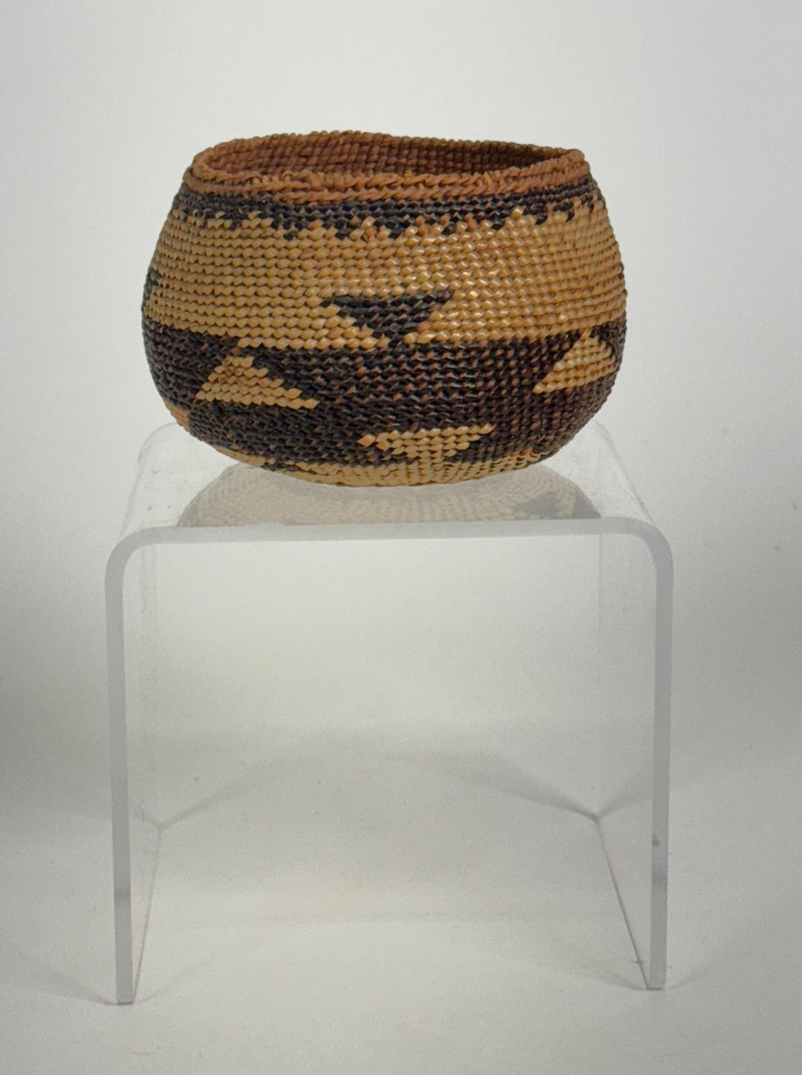 Northern California Yurok Basket of Rounded Form