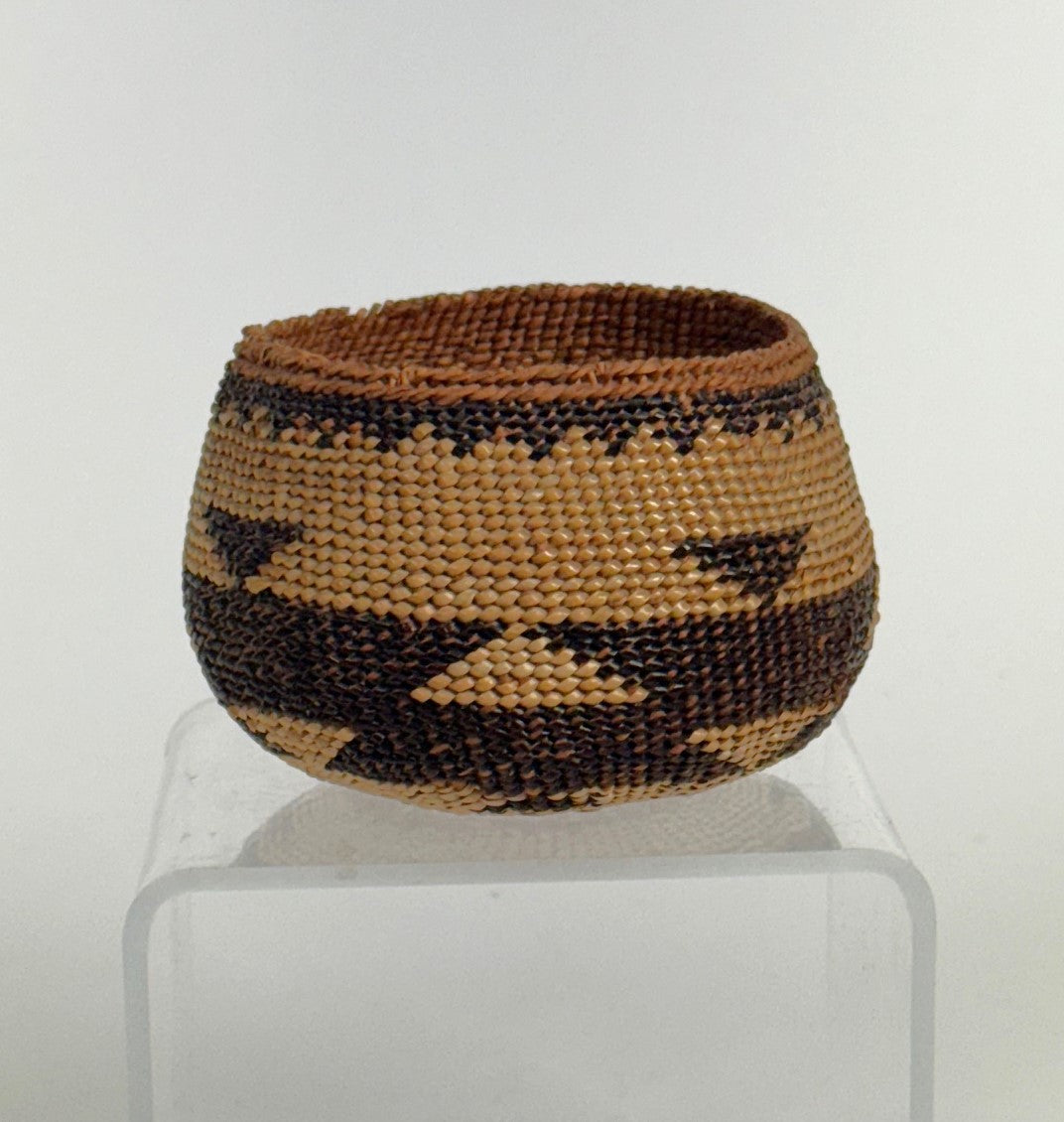 Northern California Yurok Basket of Rounded Form