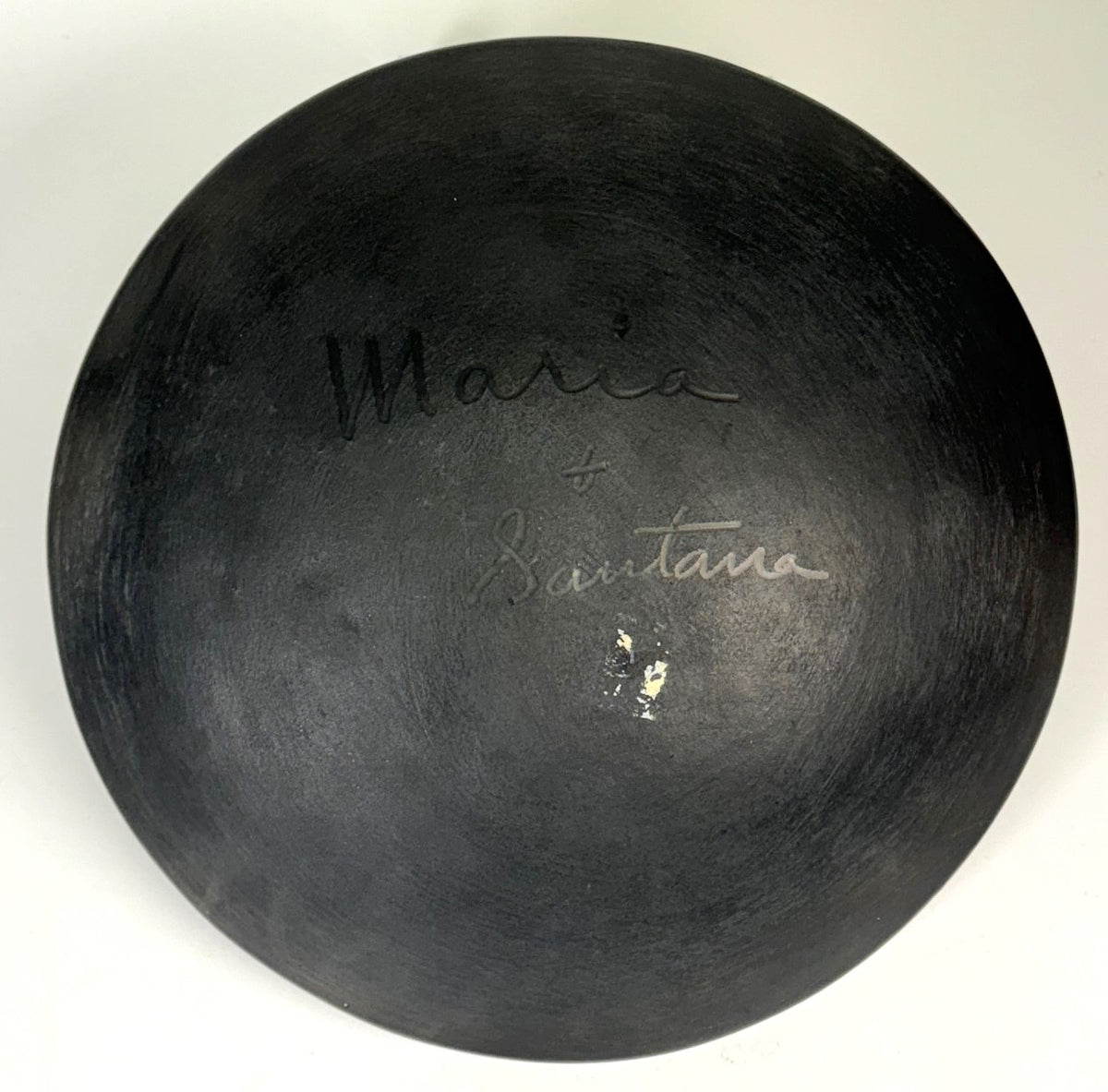San Ildefonso Pueblo Black on Black Pottery Plate by Maria and Santana