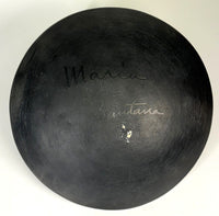 San Ildefonso Pueblo Black on Black Pottery Plate by Maria and Santana