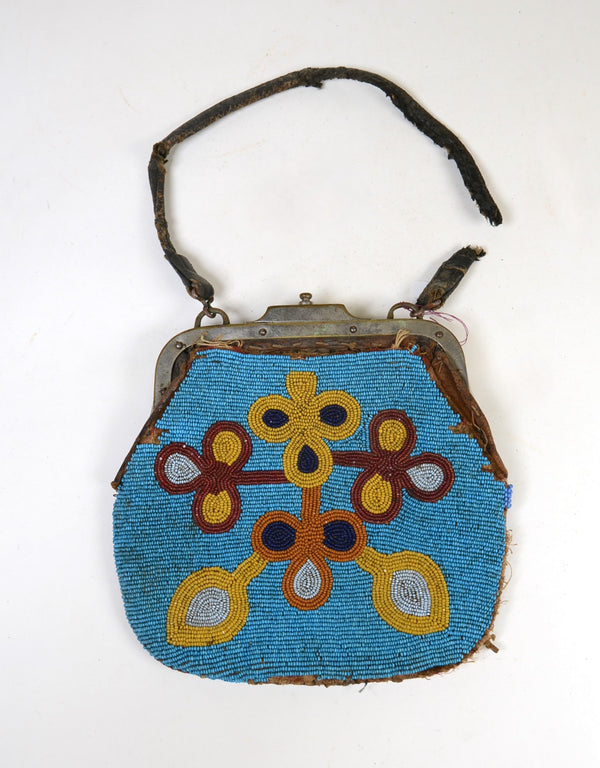 Antique Fully Beaded Plateau Purse