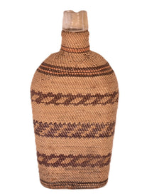 Makah Basket over glass flask / bottle