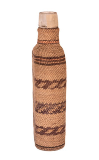 Makah Basket over glass flask / bottle