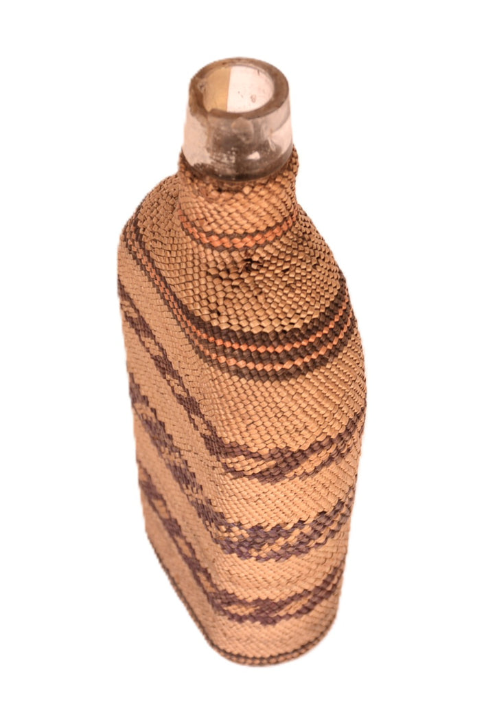 Makah Basket over glass flask / bottle