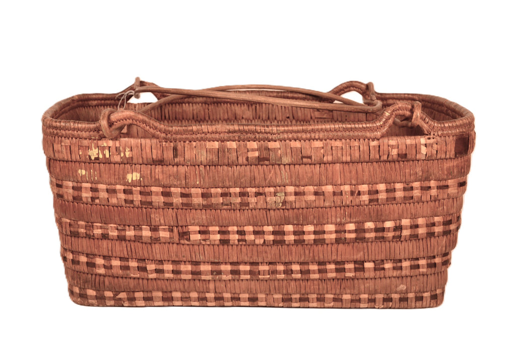 Thompson River Salish Rectangular Basket with 2 Handles