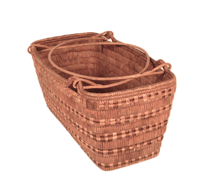 Thompson River Salish Rectangular Basket with 2 Handles