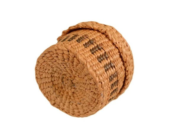 Miniature Haida Basket with Lid by Ginnie Hunter