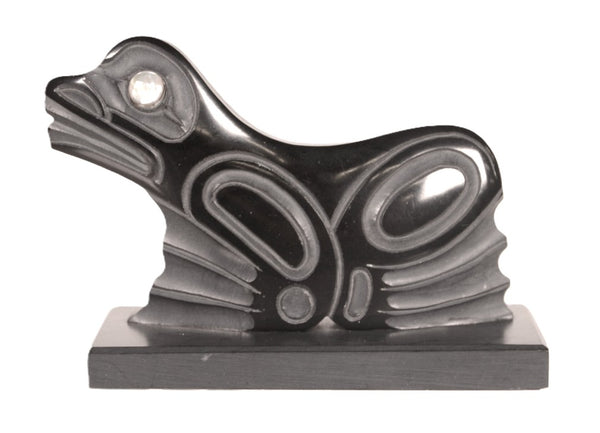 Haida Black Argilite Seal By Miles Edgers
