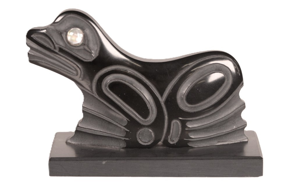 Haida Black Argilite Seal By Miles Edgers