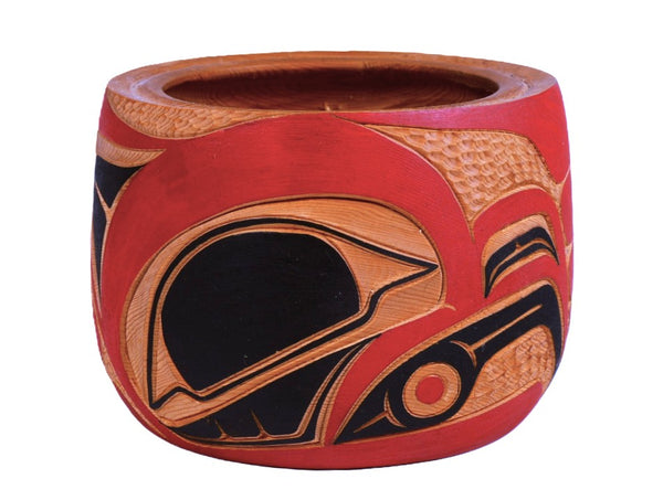 Coast Salish Grouse Wood Bowl By R. Adams