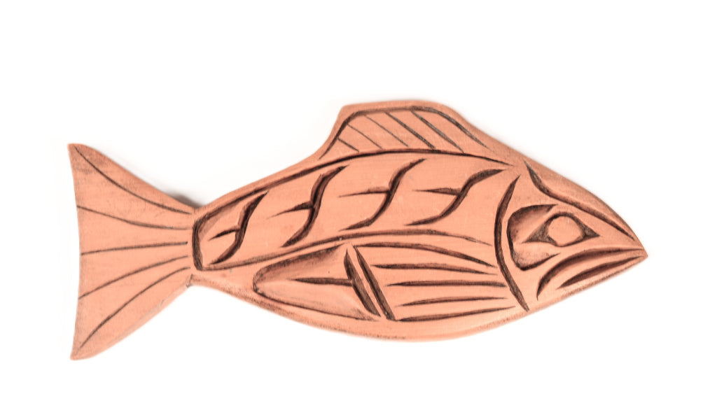 Alert Bay British Colombia Wood Salmon By Lucille Baker