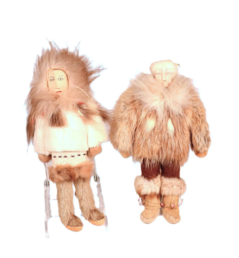 Eskimo Fur Dolls Pair of 2