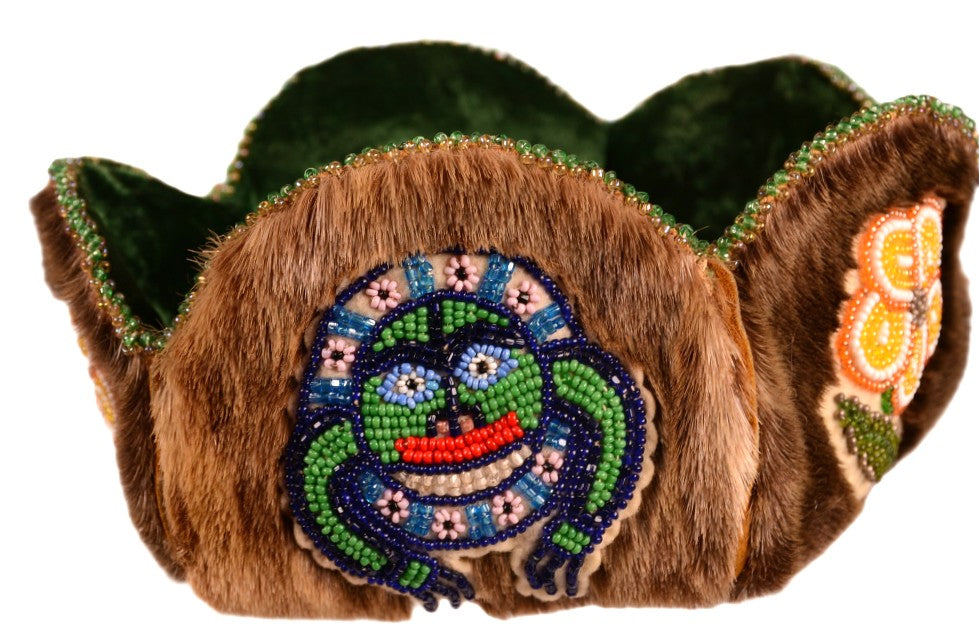 Athabascan Beaded Fur Hide Bowl