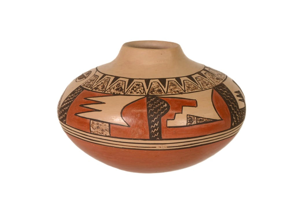 Hopi Pueblo Pottery Seed Jar - flying bird: Jean Sahme Nampeyo (1948-2024)