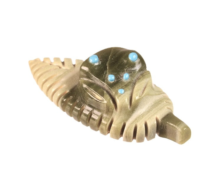 Zuni Pueblo Frog on a Leaf Fetish By Todd Poncho