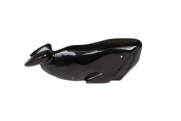 Zuni Baleen Whale Fetish: Carved of Jet,  signed E. Chavez