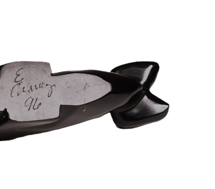 Zuni Baleen Whale Fetish: Carved of Jet,  signed E. Chavez