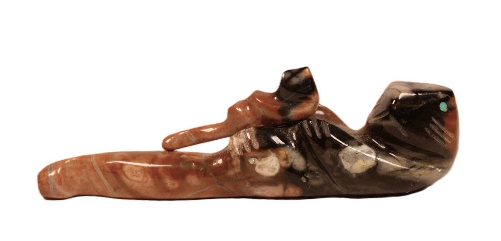 Zuni Pueblo Picasso Marble Otter with Baby Fetish
