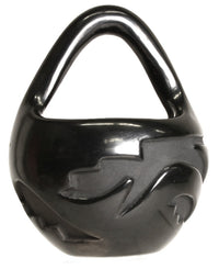 Santa Clara Pueblo Basket Pottery with Handle By Madeline Naranjo