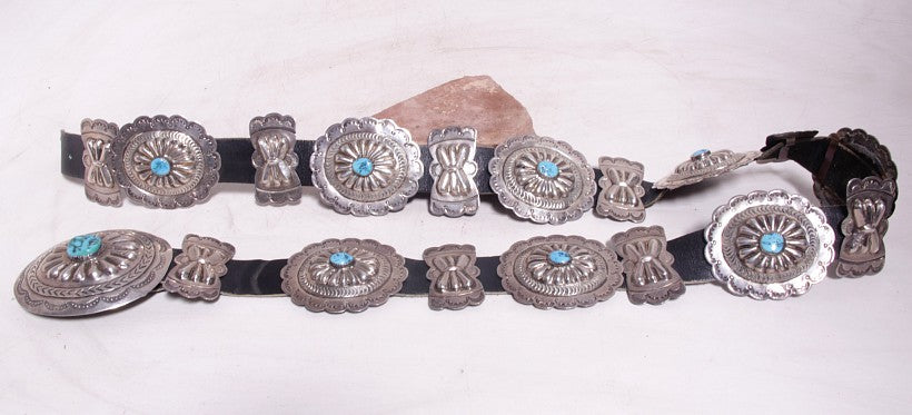 Navajo Sterling Silver and Turquoise Concho Belt by Kenny Jack