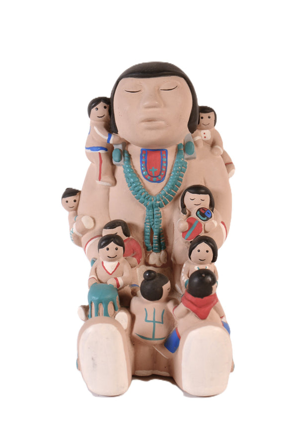 Non-Native Commercial Molded Plaster Storyteller Doll Signed Teissedre