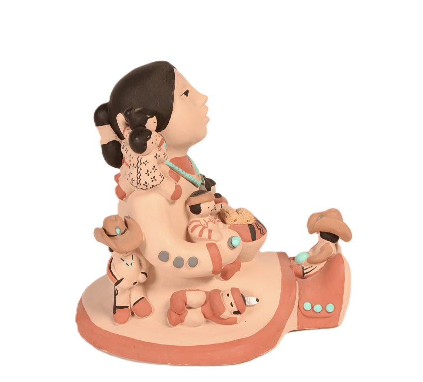 Non-Native Commercial Molded Plaster Storyteller Doll Signed Teissedre