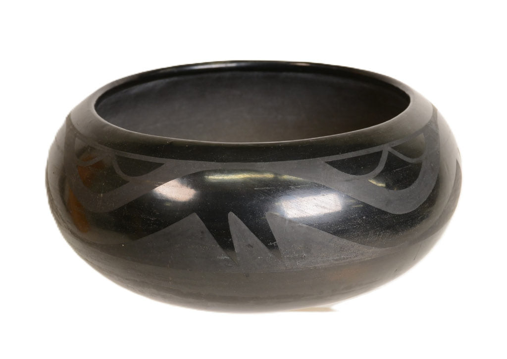 San Ildefonso Pueblo Blackware Pottery Avaynu Bowl by &nbsp;by Maria + Julian Martinez
