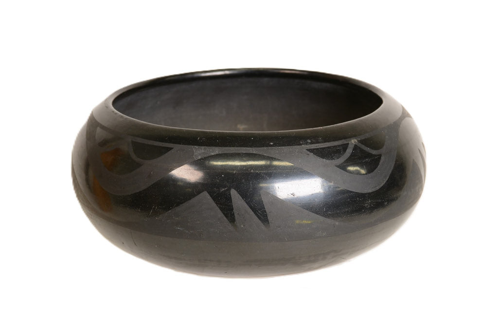 San Ildefonso Pueblo Blackware Pottery Avaynu Bowl by &nbsp;by Maria + Julian Martinez