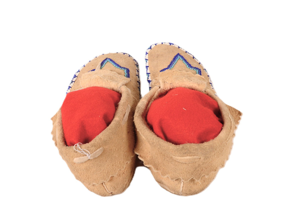 Antique Cheyenne Hide Beaded Moccasins