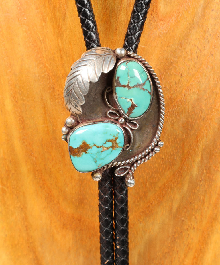 Sterling Silver and Turquoise Bolo Tie By Johnny Frank