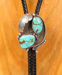 Sterling Silver and Turquoise Bolo Tie By Johnny Frank