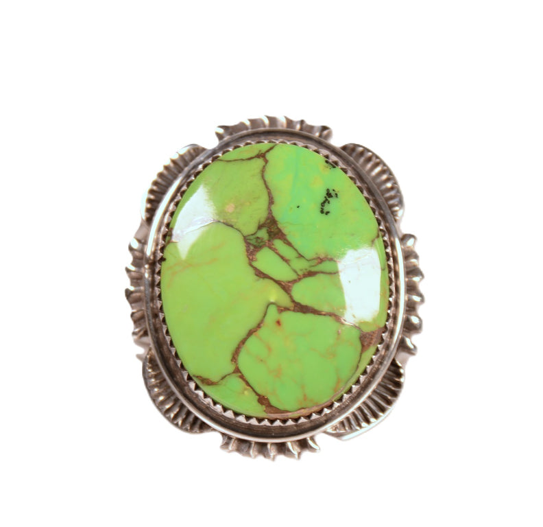 Navajo Green Gaspeite Mojave Stone Oval Ring
