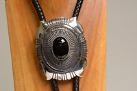 Navajo Bolo / Buckle Set Sterling Silver and Onyx by Tommy (Thomas) Singer
