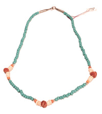 Navajo Rolled Turquoise Beads and Coral Necklace