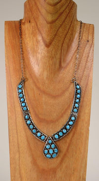 Navajo Chocker Necklace With Turquoise Settings