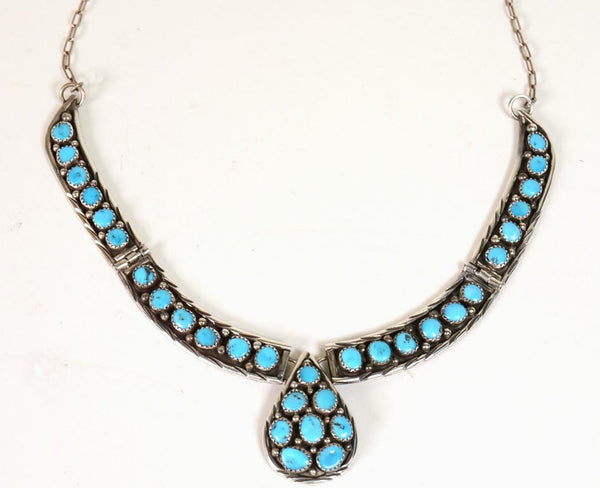 Navajo Chocker Necklace With Turquoise Settings