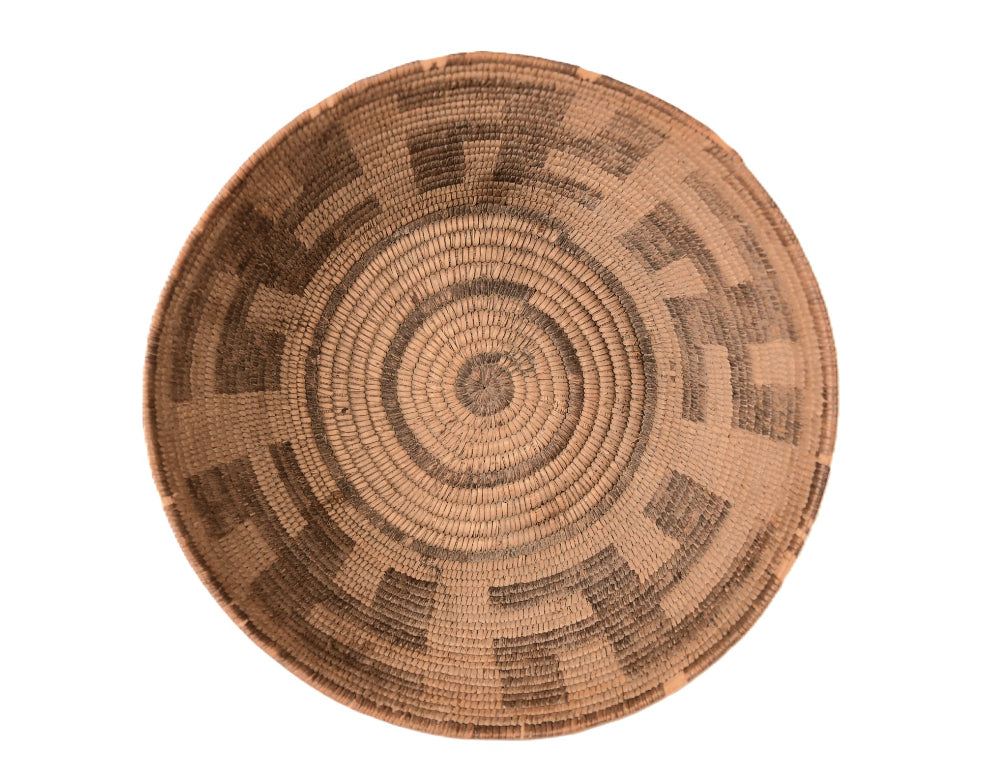 Antique Pima Basket with 4 Whirling Logs