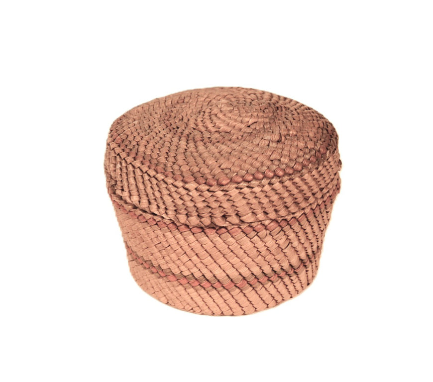 Antique Miniature Makah Nootka Basket with Lid