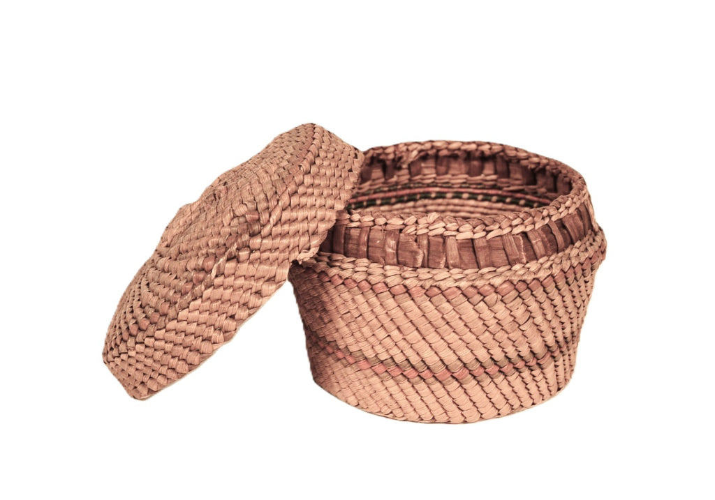 Antique Miniature Makah Nootka Basket with Lid