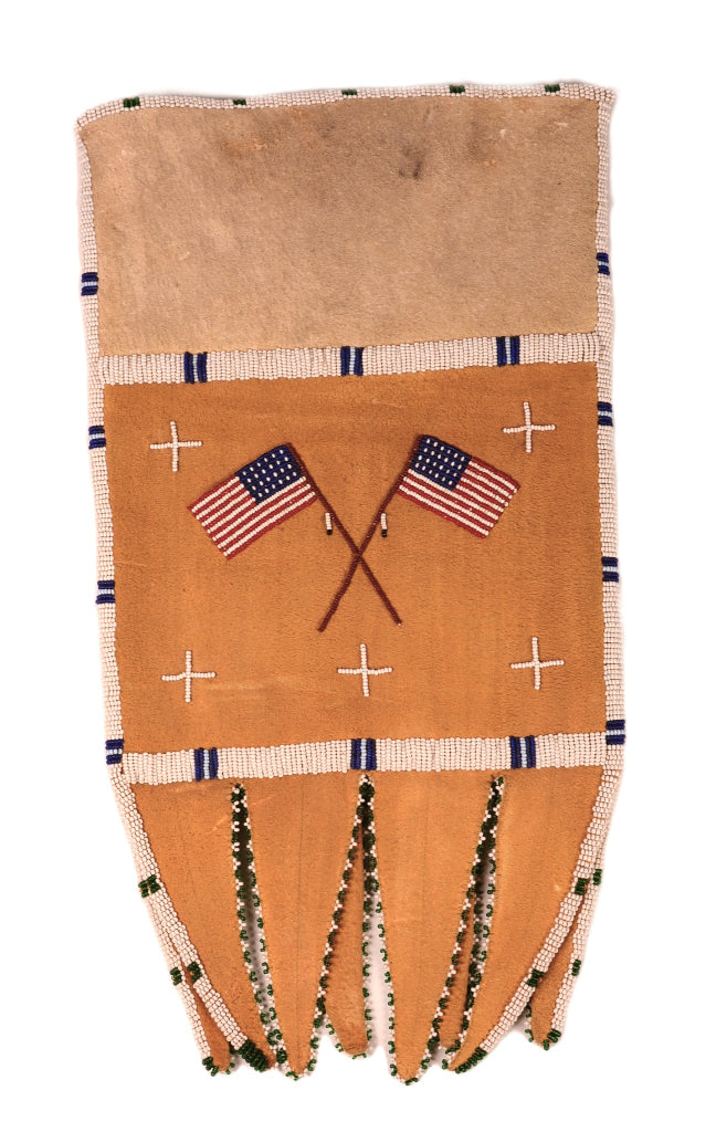 Jicarilla Apache Beaded Tab Bag with American Flags
