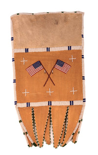 Jicarilla Apache Beaded Tab Bag with American Flags
