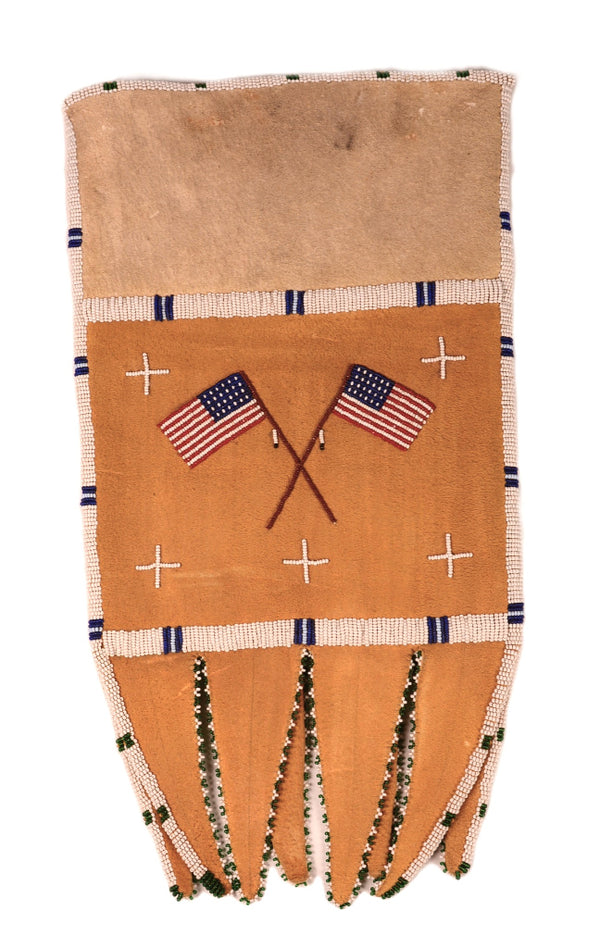 Jicarilla Apache Beaded Tab Bag with American Flags