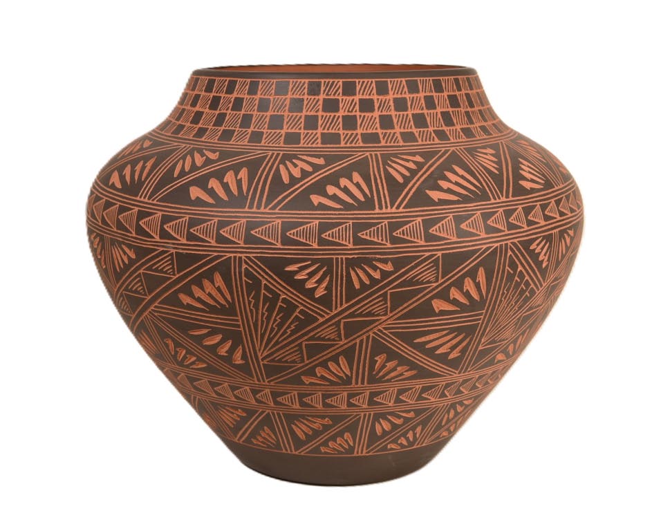 Large Acoma Carved Pottery Jar by Michael and Robin Romero