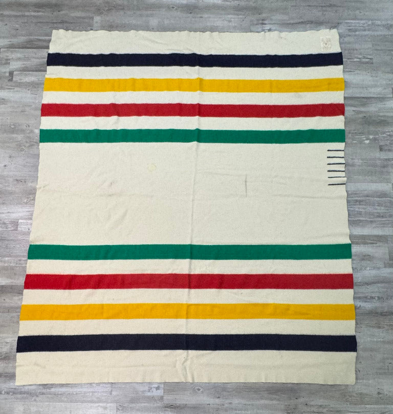 Large Vintage Hudson's Bay Point Trade Blanket