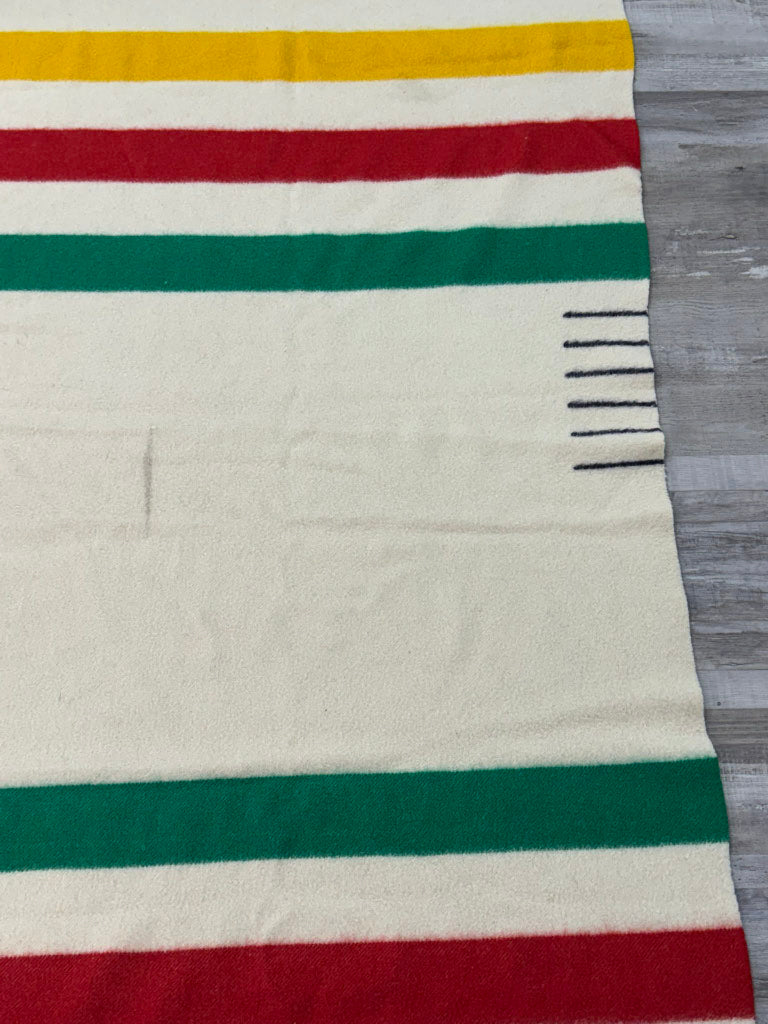 Large Vintage Hudson's Bay Point Trade Blanket